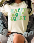 Happy Go Lucky Clovers St Patricks Graphic Tee