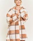 Jade By Jane Fuzzy Plaid Teddy Jacket Plus Size