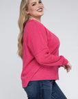 Zenana Plus Ribbed Brushed Melange Hacci Sweater