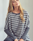 e Luna Stripe Mix Oversized Tunic Top