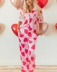 Pink Classic Heart Valentines Pajamas Set