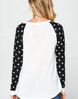 e Luna Polka Dot Solid Mixed Top