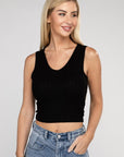 Zenana Ribbed Scoop Neck Cropped Sleeveless Top