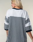 White Birch Full Size Striped Contrast Round Neck Top