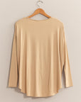 HYFVE Draped Drop Shoulder Long Sleeve Top