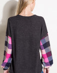 e Luna Plus Multi Plaid Mixed Top