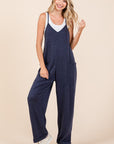 Mittoshop Patch Pocket Wide Leg Sleeveless Jumpsuit