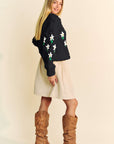 Davi & Dani Floral Pattern Button Down Cardigan