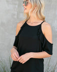 e Luna PLUS Cold Shoulder Ruffle Sleeve Top