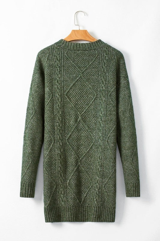 Cable Knit Drop Shoulder Sweater Dress