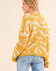 And The Why Full Size Textured Pattern Contrast Sweater