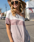 e Luna PLUS Stripe Mix One Shoulder Top