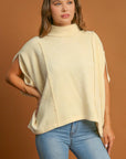 Umgee Solid Color Mock Neck Short Sleeve Top