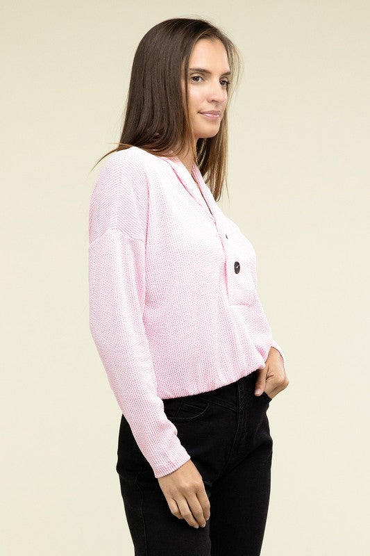 ZENANA Textured Line Elastic Waist Pullover Top