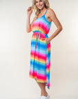 White Birch Full Size Ombre Striped Midi Cami Dress