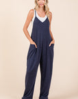 Mittoshop Patch Pocket Wide Leg Sleeveless Jumpsuit