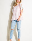 e Luna Striped Jersey With Lace Top