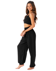 Black Harem Pants + Oasis Crop Top Set