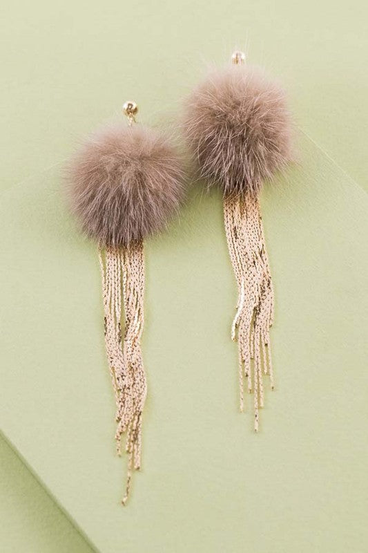 Powder Puff Drop Earrings