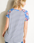 e Luna Striped Floral Mix Pocket Top