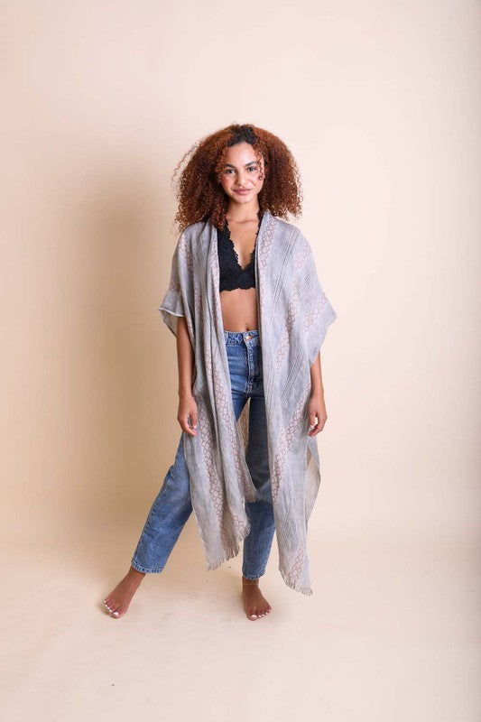 Woven Long Line Tribal Kimono - Online Only