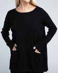 Zenana Viscose Front Pockets Sweater