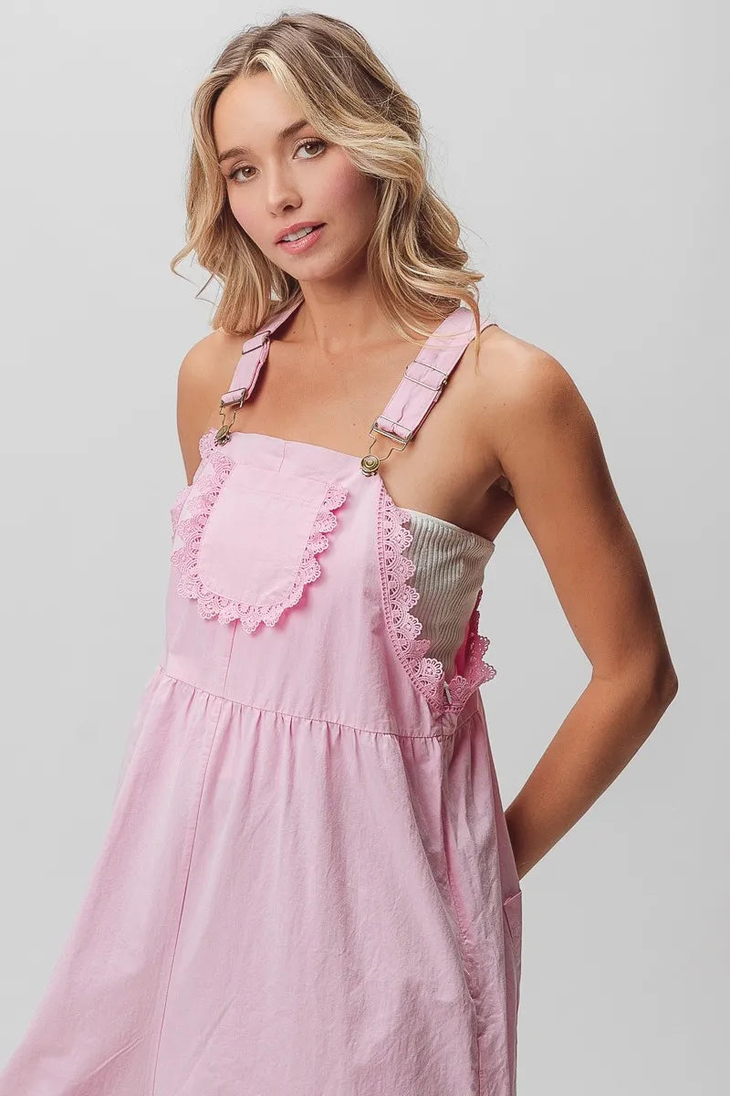BiBi Lace Edge Detail Wide Leg Overall