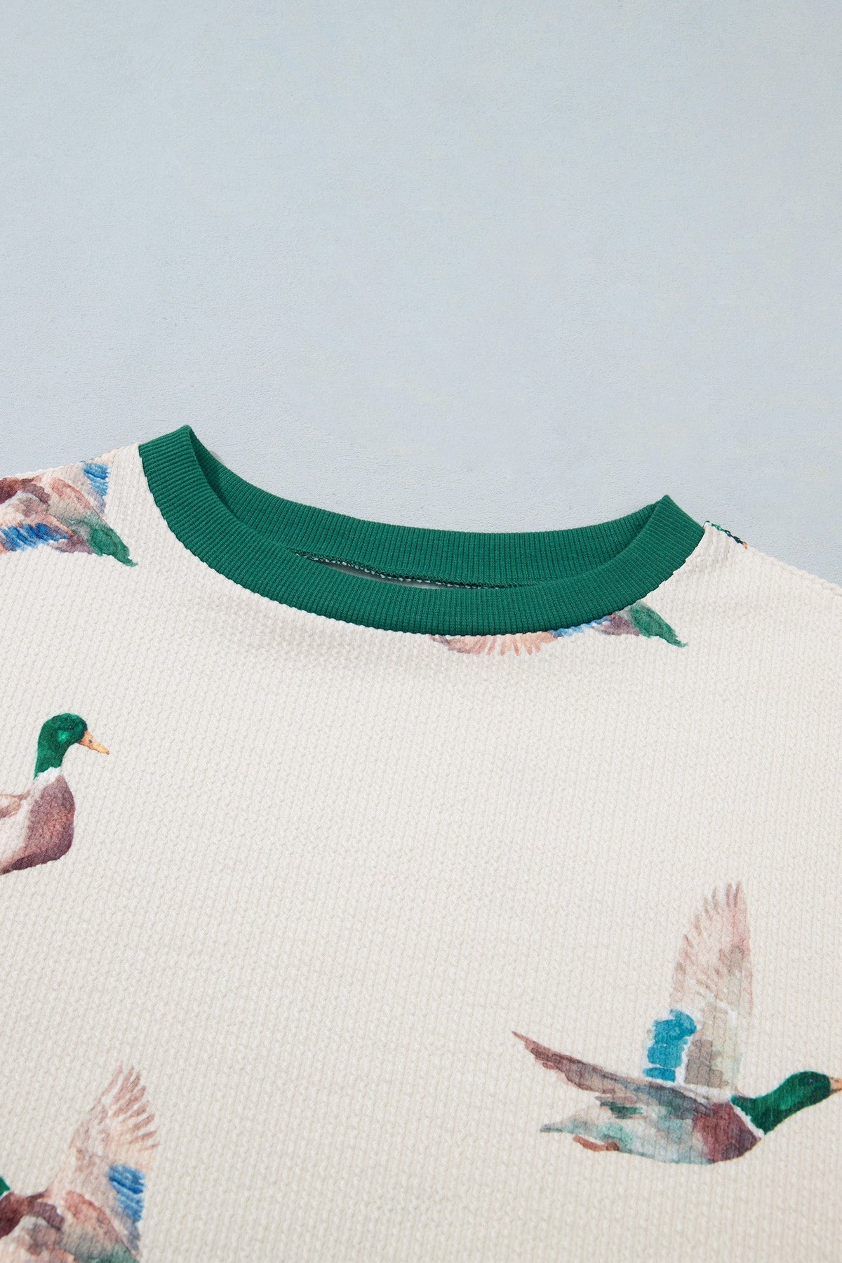 Plus Size Mallard Duck Print Ribbed Top