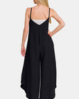 Zenana Spaghetti Strap Wide Leg Overalls with Pockets