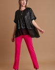 Umgee Sequin Half Sleeve Layered Blouse