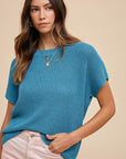 Annie Wear Round Neck Short Sleeve Sweater