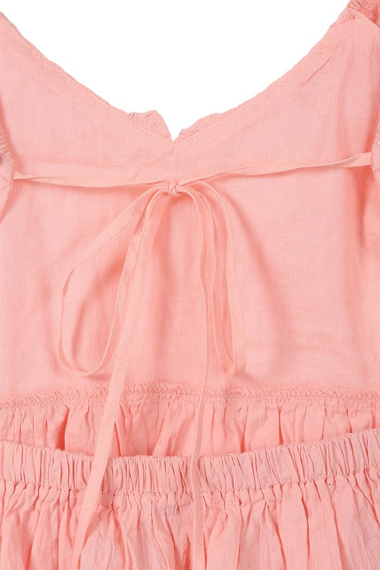 Lilou Sleeveless Ruffled Top with Flare