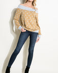 e Luna Polka Dot Off Shoulder Top