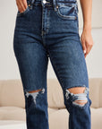 RFM Crop Dylan Full Size Tummy Control Distressed High Waist Raw Hem Jeans