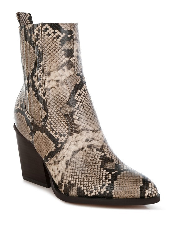 Cornus Snake Print Ankle Boots