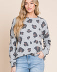 BOMBOM Leopard Drop Shoulder T-Shirt