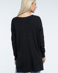 ZENANA Hi-Low Hem Front Seam Sweater