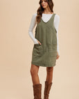 Annie Wear V-Neck Adjustable Strap Denim Overall Dress with Pockets