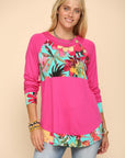 Celeste Full Size Tropical Print Long Sleeve T-Shirt