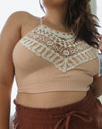 Plus Size Crochet Lace High Neck Bralette - Online Only