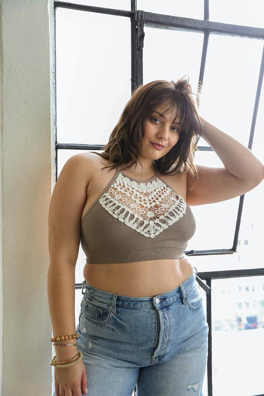 Plus Size Crochet Lace High Neck Bralette - Online Only – My Pampered Life  Seattle