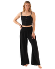 Black Wide Leg Cotton Pants