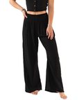 Black Wide Leg Cotton Pants