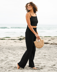 Black Wide Leg Cotton Pants