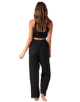 Black Wide Leg Cotton Pants