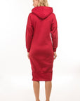 Midi Hoodie Dress by Claude in Red