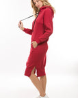 Midi Hoodie Dress by Claude in Red