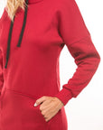 Midi Hoodie Dress by Claude in Red