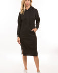 Midi Hoodie Dress by Claude in Black