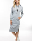 Midi Hoodie Dress by Claude in Grey